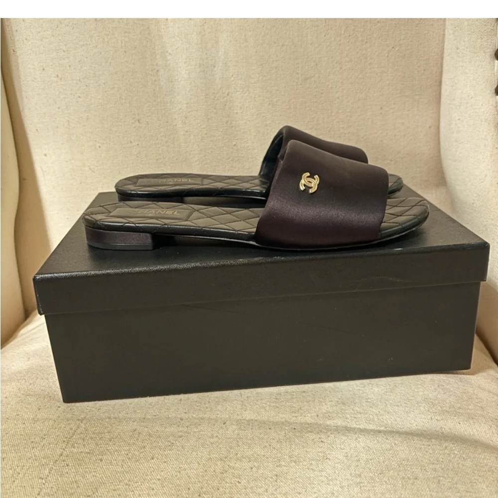 Chanel black sandals 8-9.5 - Picture 1 of 9